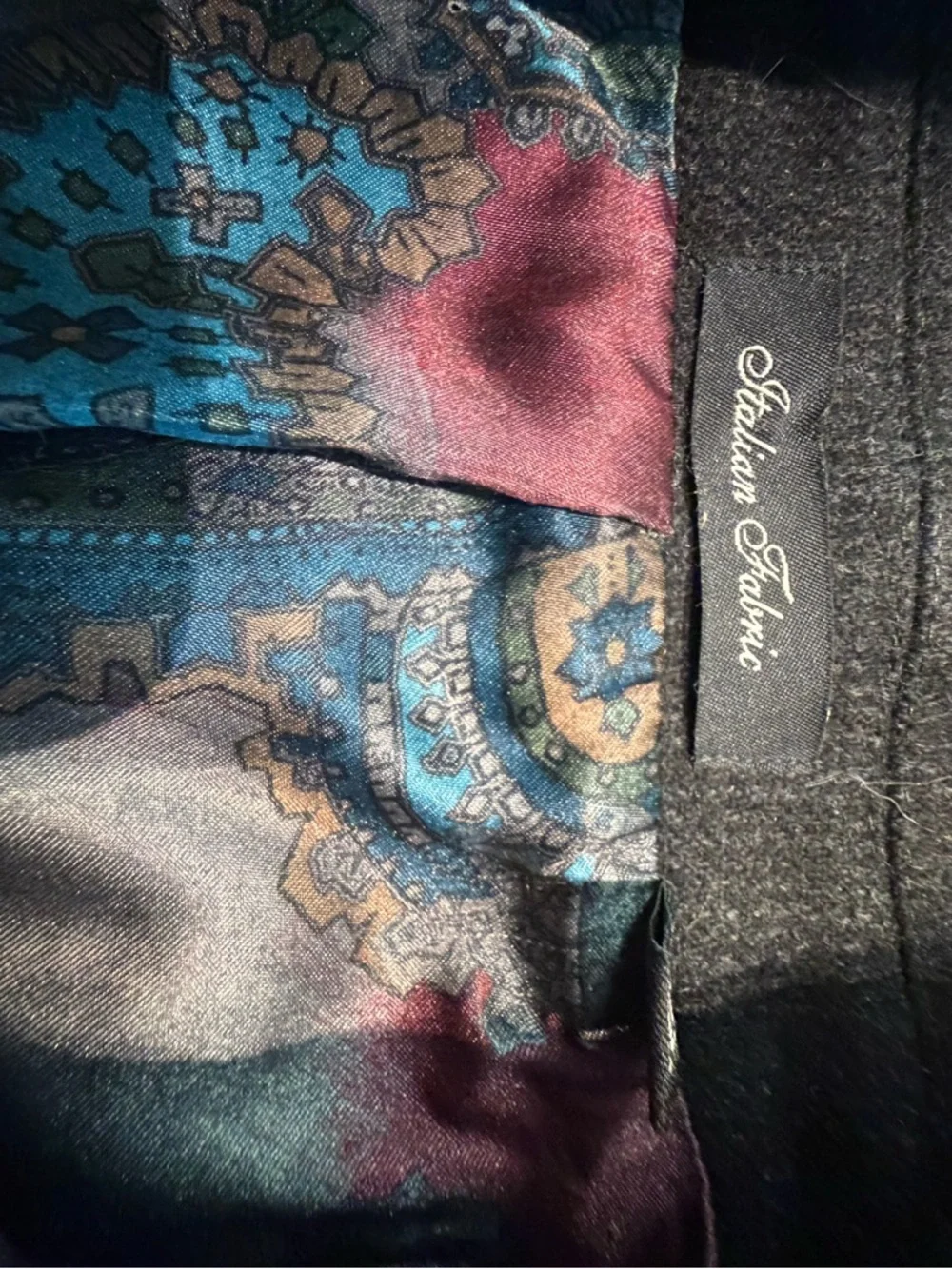 Ted Baker Dark Charcoal Pea Coat with Patterned Lining - Picture 5 of 9